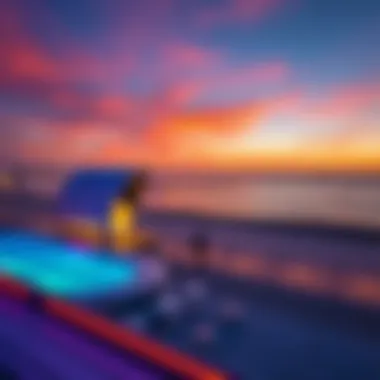 Beautiful Sunset at Zero Gravity Sunset view over the beach at Zero Gravity Dubai, indicating a perfect ending to a day
