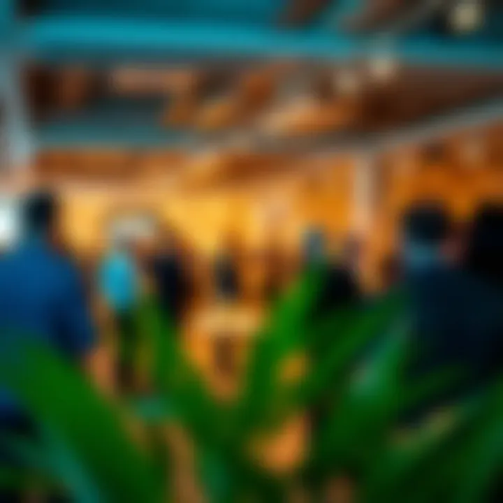 A vibrant networking event held in a DIFC co-working space, highlighting business interactions