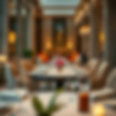 Sophisticated Dining Experience Elegant dining setup in a high-end restaurant near Mall of the Emirates