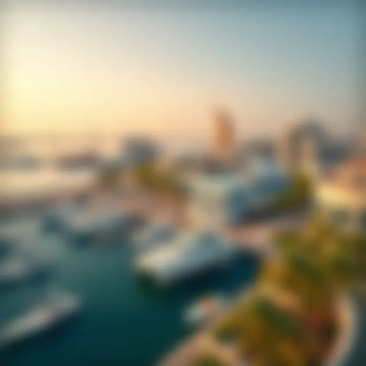 An aerial view of the attractions surrounding Dubai Creek Harbour