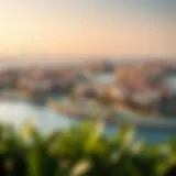 Panoramic view of Dubai District One showcasing luxurious villas and serene waterways