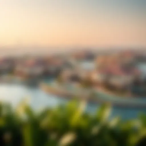 Panoramic view of Dubai District One showcasing luxurious villas and serene waterways