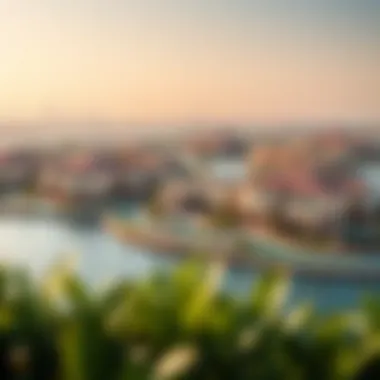 Luxurious Villas and Waterways in Dubai District One Panoramic view of Dubai District One showcasing luxurious villas and serene waterways
