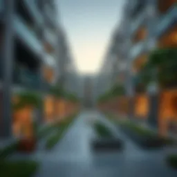 Modern apartment complex in Jumeirah Village Circle