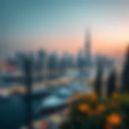 Panoramic view of Dubai Marina skyline