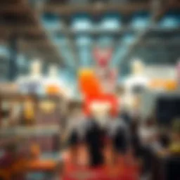 A bustling trade exhibition at Dubai Trade Center showcasing diverse international products.