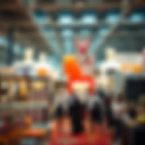 A bustling trade exhibition at Dubai Trade Center showcasing diverse international products.