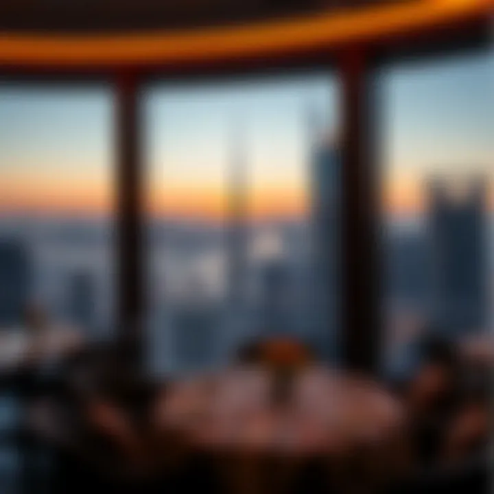 View of Dubai skyline from a Michelin star restaurant