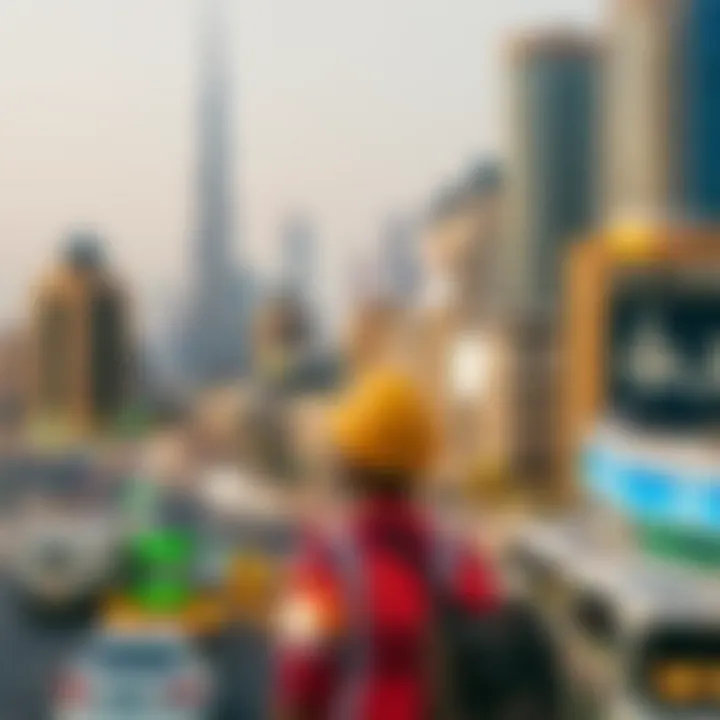 Dubai's Diverse Employment Sectors An urban landscape of Dubai highlighting various sectors