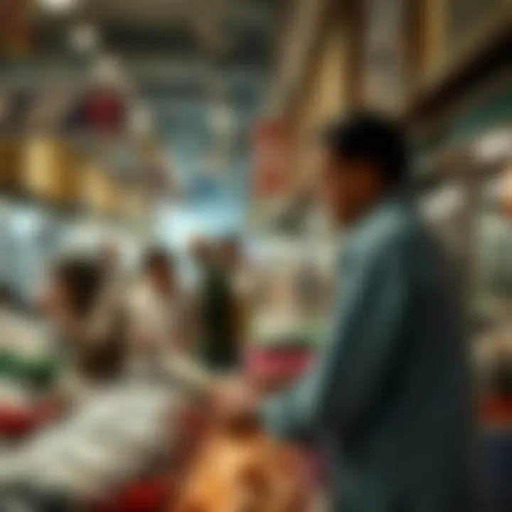 Fishmongers engaging in trade and negotiation