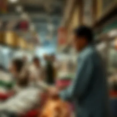 Dynamic Trade Interactions Fishmongers engaging in trade and negotiation