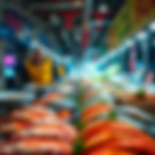 Vibrant display of fresh seafood at Dubai Fish Market