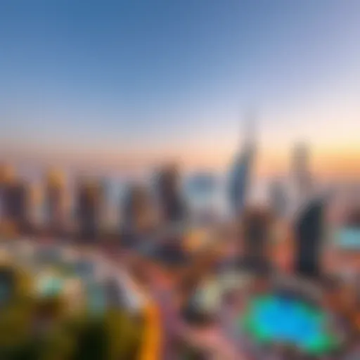 A panoramic view of Dubai's skyline showcasing freehold areas