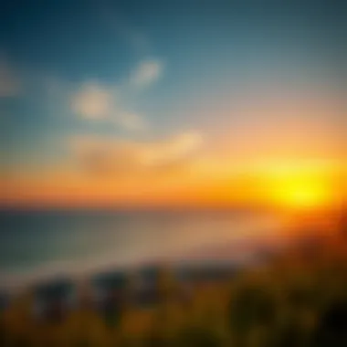 Sunset Over Dubai's Beachfront Apartments Vibrant sunset over Dubai's coastline with beachfront apartments