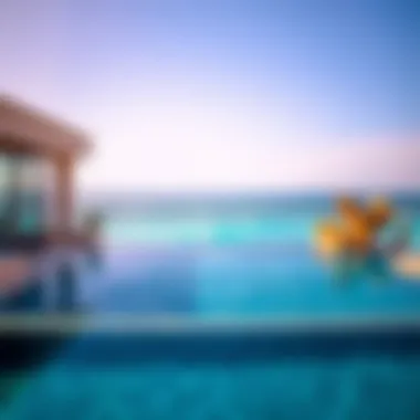 Infinity Pool with Beach View in Dubai Luxurious infinity pool overlooking the azure waters of Dubai beach
