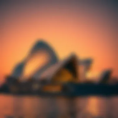 The intricate design of the Dubai Opera House at sunset