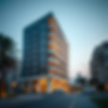 Exterior view of a luxury flat building located in Karama.