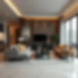 Modern Karama living room interior showcasing elegance and comfort.