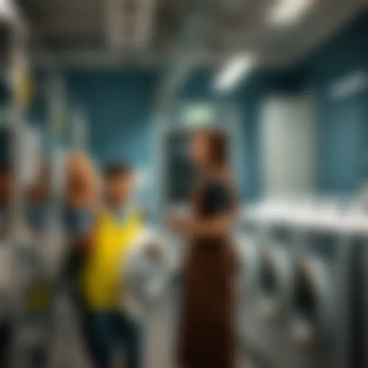 Happy customers utilizing laundry services in Arjan