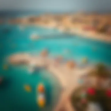 Aerial perspective of Marjan Island with beach activities