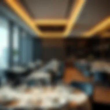 Elegant Ambiance of Dubai's Fine Dining Sleek interior of a Michelin-starred restaurant in Dubai