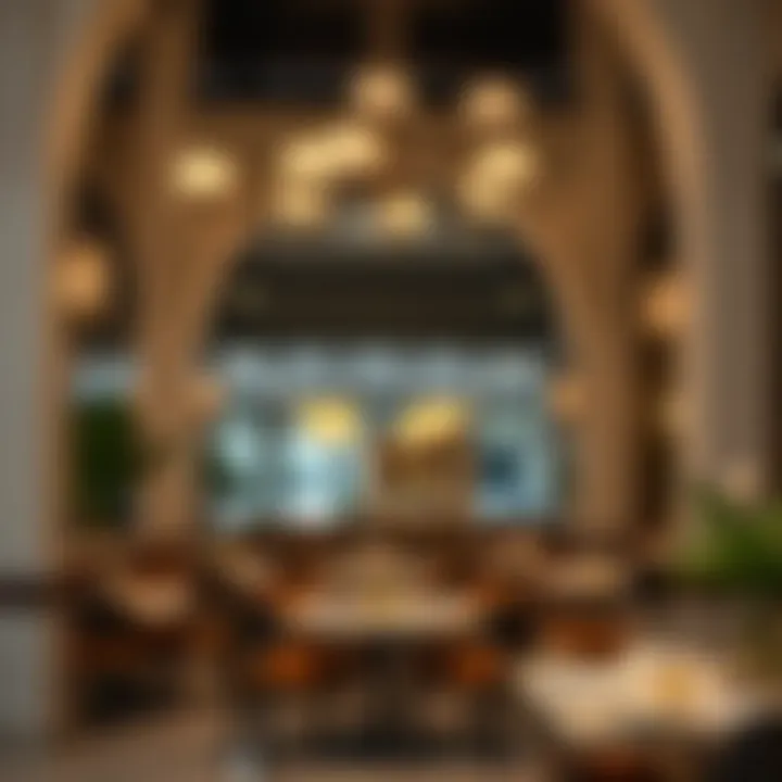 Interior ambiance of مطعم نابو featuring elegant decor and lighting