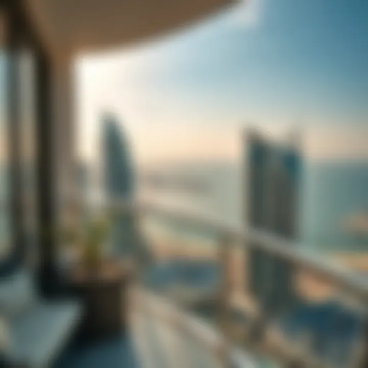 Panoramic view from a balcony of an ocean tower overlooking the sea