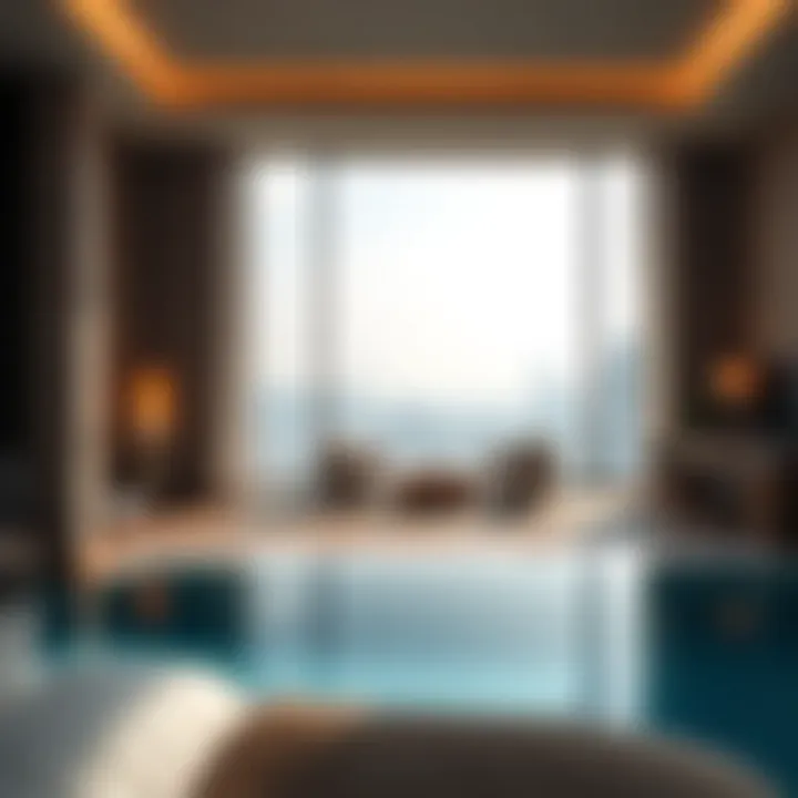 Elegant hotel suite with a private pool and city view