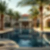 Luxurious private pool surrounded by palm trees