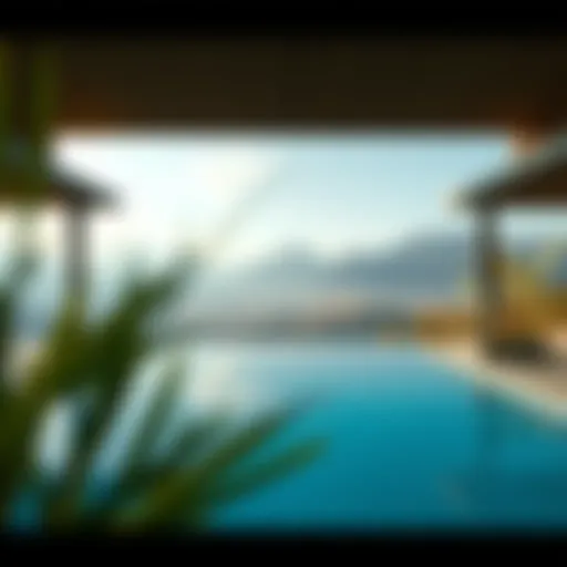 Serene view of a private pool overlooking Hatta's mountains