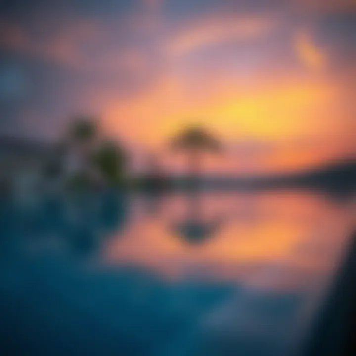 Tranquil sunset ambiance at a private hotel pool
