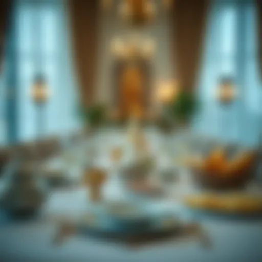 A beautifully set table for Iftar with traditional dishes.