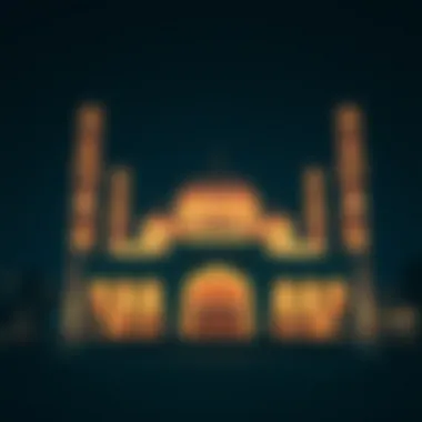 Illuminated mosque during Ramadan nights.