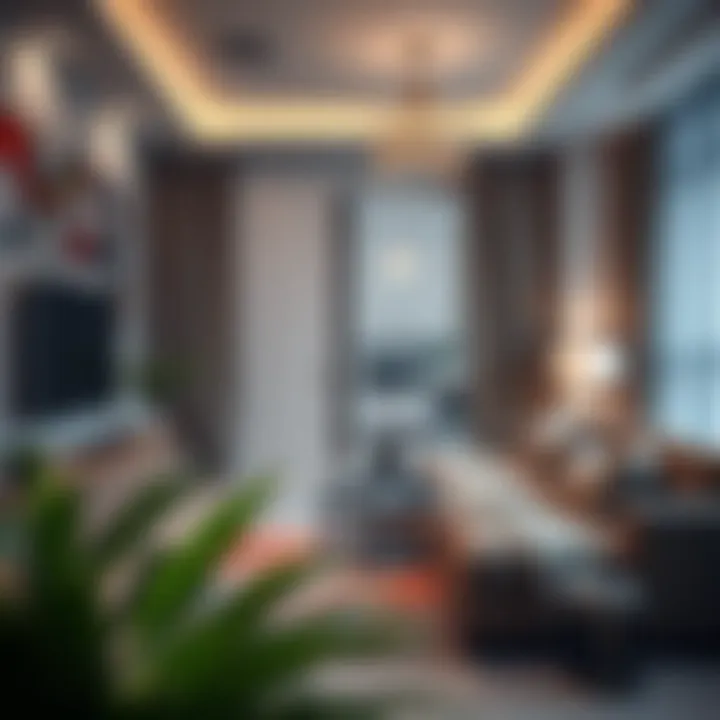 Cozy living area with modern decor in rented accommodation