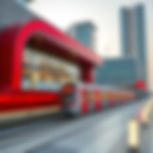Aesthetic view of Red Line Metro station exterior showcasing modern architecture