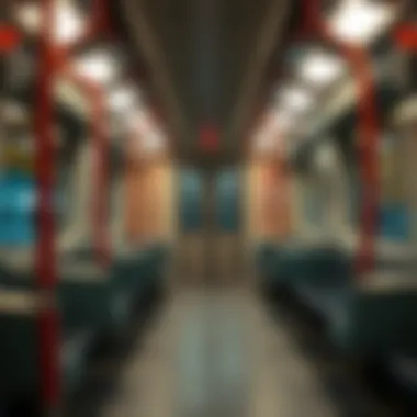 Interior view of a Red Line Metro train emphasizing passenger comfort and design