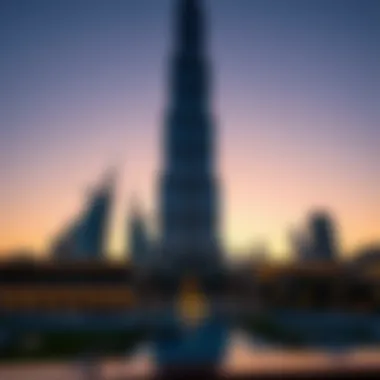 Stunning view of the Burj Khalifa's facade reflecting the sunset