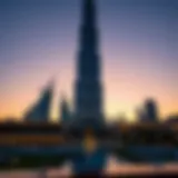 Architectural Brilliance of Burj Khalifa at Dusk Stunning view of the Burj Khalifa's facade reflecting the sunset