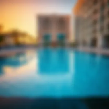 Resort-Style Pool in Hotel Apartment Complex Resort-style swimming pool at hotel apartment complex