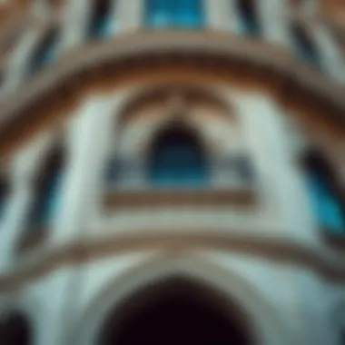 Detailed close-up of the architectural features of the building