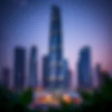 Stunning exterior view of Silver Tower against the Dubai skyline