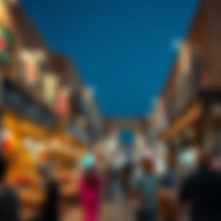 A bustling scene capturing the lively atmosphere of shoppers and vendors at Souk Naif