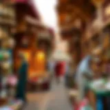A vibrant scene of vendors showcasing traditional goods at Souq Al Jubail