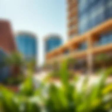 Vibrant community spaces surrounding the Al Futtaim Building, illustrating local engagement