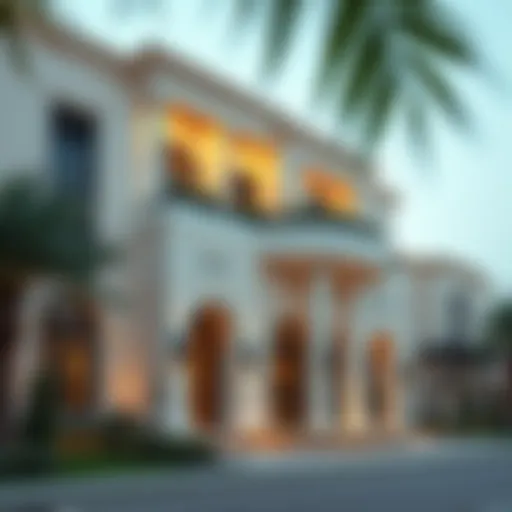 Stunning facade of Al Habtoor villas showcasing modern architecture