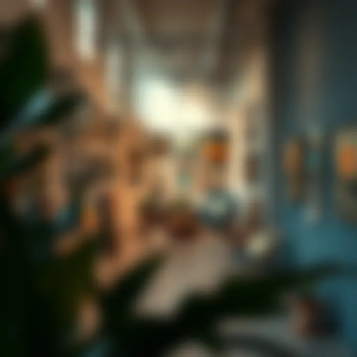 An independent art gallery showcasing local artists' works