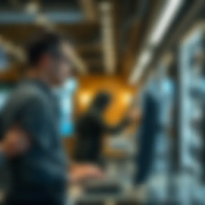 A customer receiving assistance at a tech store