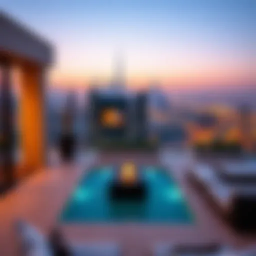 Luxurious terrace with city view in Dubai