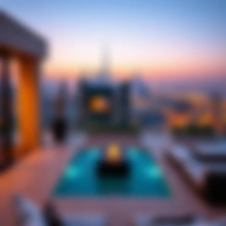 Luxurious terrace with city view in Dubai