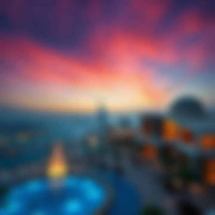 A panoramic view of Ain Dubai against the sunset sky